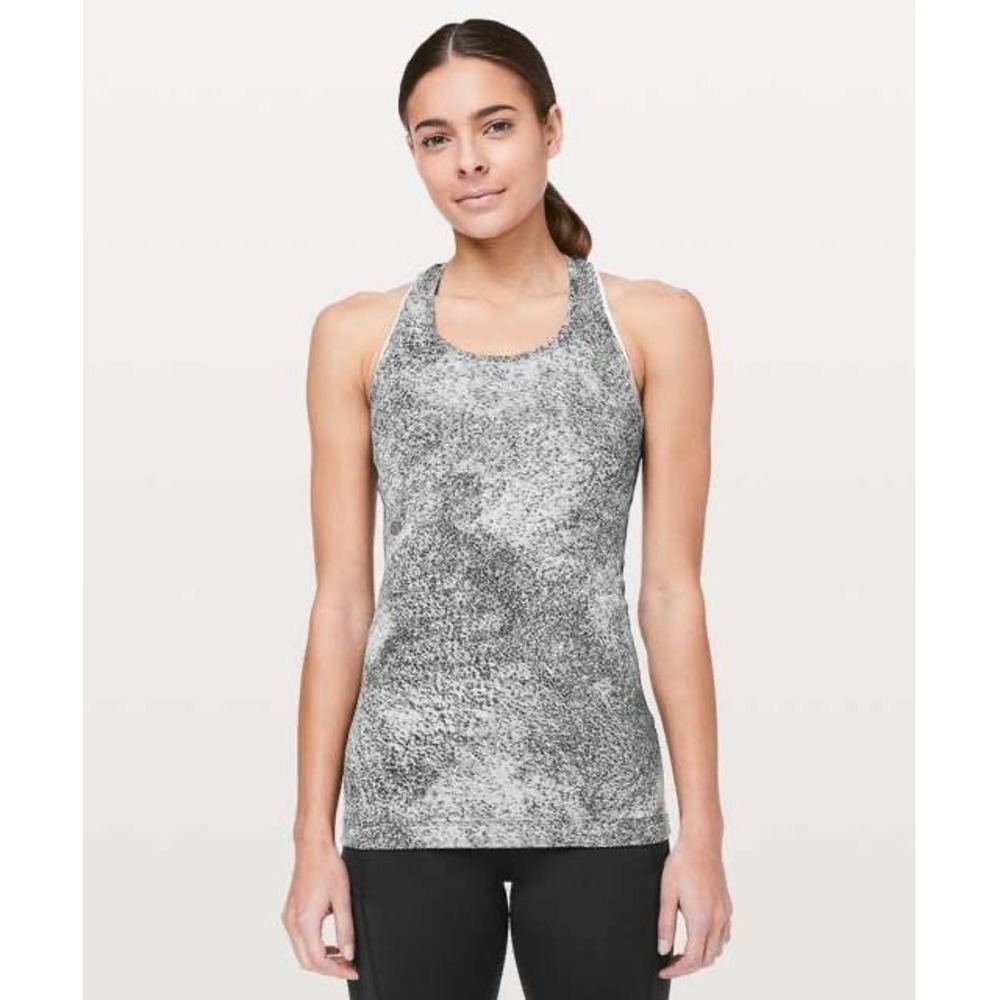 Lululemon Swiftly Tech Racerback Tank Top Grey White Space Dye Static Athleisure
